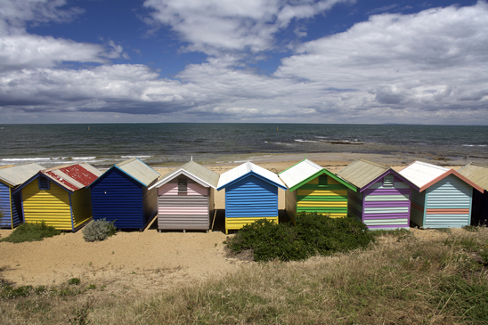 Colorful Beach Huts at Brighton Beach Near Melbourne Australia